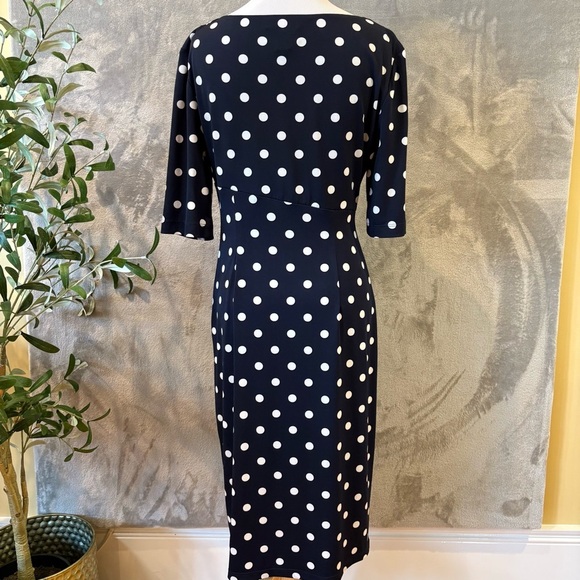 Polka-Dot Sheath Formal Stretch Dress Sz 8 - Picture 4 of 9